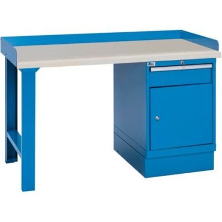LISTA INTERNATIONAL Industrial Workbench w/Leg, Drawer Cabinet w/Shelf, Plastic Laminate Top - Blue XSWB31-60PT/BB